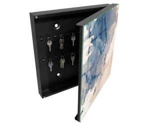 Tulup Organisateur Clef 30x30 cm | Noir | Porte Droite | Fixation Murale | Taches À L'Aquarelle | Panneau Avant en Verre | pour Rangement de Clefs | Chevilles Incluses | Decorative | en Métal
