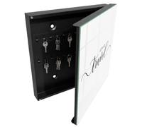 Tulup Organisateur Clef 30x30 cm | Noir | Porte Droite | Fixation Murale | Voyage De Rêve | en Métal | Chevilles Incluses | pour Rangement de Clefs | Panneau Avant en Verre | Decorative