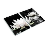 Tulup Planche À Découper - 2x40x52cm - Protection Plaque Induction Cuisson Tapis de Découpe Verre Trempé - Nénuphars