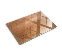 Tulup Planche À Découper - 80x52cm - Protection Plaque Induction Cuisson Tapis de Découpe Verre Trempé - Fond En Bois