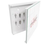 Tulup Porte-clés Mural 30x30 cm | Blanc | Porte Droite | Fixation Murale | Aime-Toi | Panneau Avant en Verre | Chevilles Incluses | pour Rangement de Clefs | Decorative | en Métal