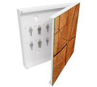 Tulup Porte-clés Mural 30x30 cm | Blanc | Porte Droite | Fixation Murale | Grain De Bois | Chevilles Incluses | Panneau Avant en Verre | en Métal | Decorative | pour Rangement de Clefs
