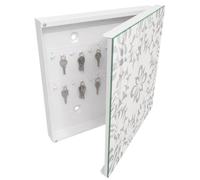 Tulup Porte-clés Mural 30x30 cm | Blanc | Porte Droite | Fixation Murale | Symétrie Élégante | Chevilles Incluses | en Métal | Decorative | pour Rangement de Clefs | Panneau Avant en Verre