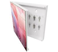 Tulup Porte-clés Mural 30x30 cm | Blanc | Porte Gauche | Fixation Murale | Plumes Pastel | Panneau Avant en Verre | Chevilles Incluses | pour Rangement de Clefs | en Métal | Decorative