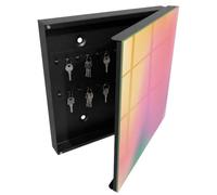 Tulup Porte-clés Mural 30x30 cm | Noir | Porte Droite | Fixation Murale | Dégradé Coloré | en Métal | pour Rangement de Clefs | Chevilles Incluses | Decorative | Panneau Avant en Verre