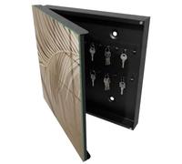 Tulup Porte-clés Mural 30x30 cm | Noir | Porte Gauche | Fixation Murale | Élégance Naturelle | en Métal | Chevilles Incluses | pour Rangement de Clefs | Panneau Avant en Verre | Decorative