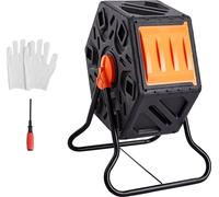 Tumbling-Komposterbin 70 L - Composteur à tambour multifonctionnel - Bac à compost pivotant à 360° pour le jardin 605 x 510 x 730 mm - Charge max. 20 kg - Gants inclus