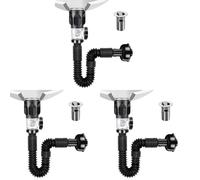Tuminfar 3X Kit de Vidange D'Évier de Salle de Bain avec Tuyau de Vidange D'Évier Flexible et Extensible en P, Tuyau de Vidange D'Évier Anti-