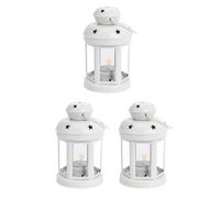 Tuminfar 3X Lanternes Une Bougie Suspendues en Métal Vintage, Photophore, Chandelier pour Mariage, Maison, Cadeau de Fêtes d'anniversaire-Blanc