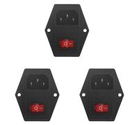 Tuminfar 3X Nouveau 3 Broches Iec320 C14 AC Entrée Fiche Mâle Puissance Prise avec Interrupteur À Fusible 10A 250V