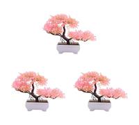 Tuminfar 3X Plantes Artificielles Bonsaï Arbre Pot Faux Plante Fleurs en Pot Faux Bonsaï pour Maison Chambre Table Hôtel Jardin Décor A
