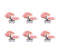 Tuminfar 6X Plantes Artificielles Bonsaï Arbre Pot Faux Plante Fleurs en Pot Faux Bonsaï pour Maison Chambre Table Hôtel Jardin Décor A