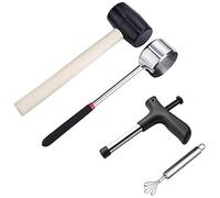 Tuminfar Outils D'Ouverture de Noix de avec Marteau Super Safe & Easy to Open Young Cocouts, Ouvre-Porte de Qualité Alimentaire, Maillet en Caoutchouc avec PoignéE