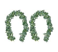 Tuminfar Paquet de 10 6,5 Pieds D'Eucalyptus Artificiel avec Guirlande de Saule Fausse Plante de Vigne avec Feuilles Faux Argent Dollar Verdure