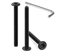 Tunejoy 30 Pièces Vis à Tête Plate Torx Noir M4 x 40 mm Vis à Six Pans Creux en Acier Inoxydable A2 V2A Boulons de Meubles Hexagonale avec Clé T20 Filetage Complet