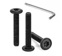Tunejoy 30 Pièces Vis à Tête Plate Torx Noir M5 x 30 mm Vis à Six Pans Creux en Acier Inoxydable A2 V2A Boulons de Meubles Hexagonale avec Clé T25 Filetage Complet
