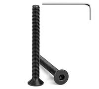Tunejoy Vis à Tête Fraisée M4 x 40 mm à Six Pans Creux en Acier Inoxydable A2 V2A Vis à Tête Cylindrique Hexagonale avec Clé Allen Filetage Complet 20 Pièces Noir
