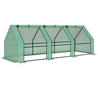 Tunnel de culture en plastique - Tunnel de protection 270x90x90 cm - Pour plantes et fleurs - Bords renforcés - Portes articulées - Couleur vert armée