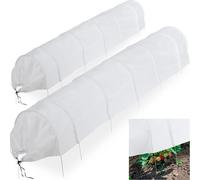 Tunnel de culture Relaxdays avec arceaux, 3,4 m de long, protection contre les nuisibles, toile non tissée, tomates, serre de semis, tunnel de jardin pliable, blanc
