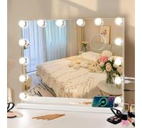 Tuocal Miroir de courtoisie Hollywood avec lumières, miroir de maquillage lumineux 50 × 42 cm avec 14 ampoules LED à intensité variable, 3 modes d'éclairage, contrôle intelligent par écran tactile