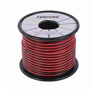 TUOFENG Fil électrique de calibre 18 20 m Câblage cuivre rouge noir toronné Fil auto 12 fils basse tension 12 V/24V CC pour ruban de câble de couleur unie Bobine de câble de rallonge