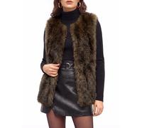 Tuopuda Gilet Sans Manche Femme Gilets en Polaire Léger Élégant Manteaux Sans Manches Doux Moelleux Waistcoat Casual en Fausse Fourrure Veste Ouvert Sur Le Devant
