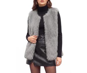 Tuopuda Gilet Sans Manche Femme Gilets en Polaire Léger Élégant Manteaux Sans Manches Doux Moelleux Waistcoat Casual en Fausse Fourrure Veste Ouvert Sur Le Devant
