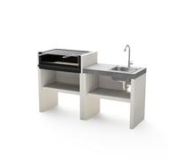TUOZI VENIT FLEX Lot de 4 barbecues modulaires en béton texturé avec grille en acier et évier 156 x 47 x 95 cm