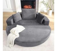 TUPOSTAR Canapé-Lit Pliable, Canapé De Sol Rond en Velours CôTelé, avec 3 Coussins Confortables, Canapé-Lit Convertible 2 en 1, pour Salon Ou Appartement