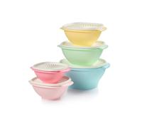Tupperware Heritage Collection Lot de 5 bols + 5 couvercles (10 pièces) - Couleurs vintage - Passe au lave-vaisselle et sans BPA