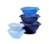 Tupperware Heritage Lot de 10 bols bleus vintage (5 bols, 5 couvercles)
