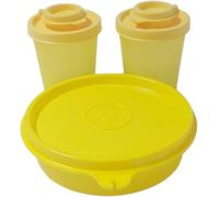 Tupperware Hitparade Original Summer Drops Bol 150 ml jaune avec couvercle suspendu + lot de 2 pots à épices 90 ml jaune - Boîte fraîcheur sans BPA pour épices et collations