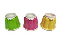Tupperware Lot de 3 moules à pudding ronds avec 2 couvercles - Moule à pudding - Moule à pudding - Moule à gelée - Dessert sucré - Jaune - Vert - Rose Charlotte