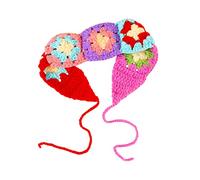 Turban coloré au crochet en tricot bandana résistant au soleil - Turban de camping - Joli bandeau à cheveux pour femme - Laine avec joli motif rectangulaire
