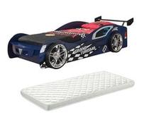 TURBO - Lit Voiture 90x200cm Bleu Style Racing avec Matelas - Altobuy Bleu G