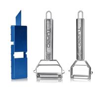 TURBO PRODUKTE Éplucheur & coupe-julienne incluant une planche à découper - Super Set de 3: éplucheur économique, coupe-julienne - Acier inoxydable
