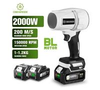Turbo-souffleur électrique - Jet-ventilateur - 2 batteries incluses - Vitesse d'air de 200 m/s - Souffleur d'air manuel - Fonction de soufflage puissante - Compatible avec Makita 18 V - 2000 W - Plusi