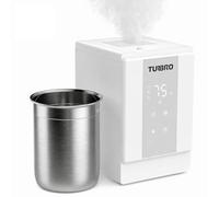 TURBRO Humidificateur à vapeur chaude 4 L pour chambre, 500 ml/h | Humidificateur vapeur chaude sans filtre avec réservoir inox lavable au lave-vaisselle, mode nuit et verrouillage enfant