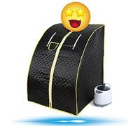 Turefans Cabine de Sauna Vapeur Sauna Maison Portable Mobile Hammam et Sauna，1000W (Noir)