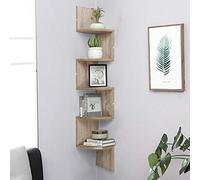 Turefans etagère d'angle, etagère, Etagere d Angle Murale, 20 * 20 * 123cm, 5 Couches, MDF de Niveau E1, Charge maximale 15KG (Couleur du Bois)