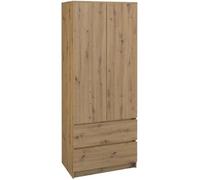 TURIN - Armoire style moderne chambre salon - Penderie multifonctions - 2 portes + tiroirs - Dressing - Système TIP-ON