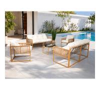 Concept Usine – Salon de jardin Turini 8 places effet rotin coussins blancs