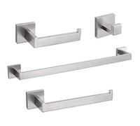 TURS Ensemble d'accessoires de Salle de Bain 4 pièces en Acier Inoxydable pour Salle de Bain avec Barre Porte-Serviettes à Fixation Murale.