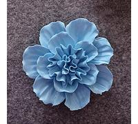 TURSGYZ Bleu Azalée Fleur Sculpture en Céramique Décoration Murale 3D Tenture Murale Ornement Arts Décor À La Maison Cadeau De Mariage 7cm