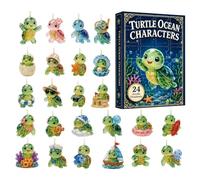 Turtle Advent Boîte Calendrier avec Panneaux Tortue en Acrylique 2D | Coffret de Décorations pour Sapin avec Compte à Rebours de 24 Jours Pour rétroviseur voiture, sac à dos, branches, intérieur