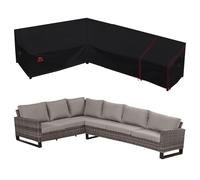 Turtle Life Housse de canapé de jardin en forme de L - Imperméable - Pour canapé d'angle - En forme de L - Noir - En forme de L - 178 cm + 250 cm (droite)