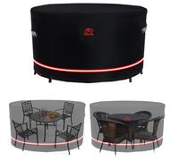 Turtle-Life Housse de Protection Table de Jardin Ronde, Durable, Housse Bâche pour Meubles Extérieur, Tissu Oxford Résistant aux UV, Noir, Diamètre 183x74cm