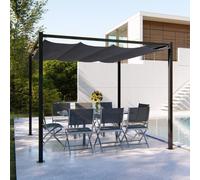 Tusa pergola autoportante 3 x 3 m en acier avec toile grise