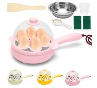 Tutamaz Casserole électrique 220 V, mini casserole, poêle à crêpes frites anti-adhésive, en forme d'œuf cuit à la vapeur pour omelette, hamburger, viande, crêpes, rose