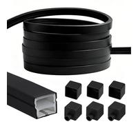 Tutamaz Profilé LED en Silicone 6 m 12 x 12 mm Flexible Noir, Diffuseur avec Couvercle Étanche pour Panneaux Acoustiques, Livré avec Embouts et Clips de Montage